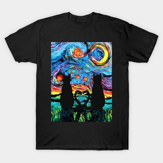 van Gogh's Cats In Love T-Shirt by sagittariusgallery